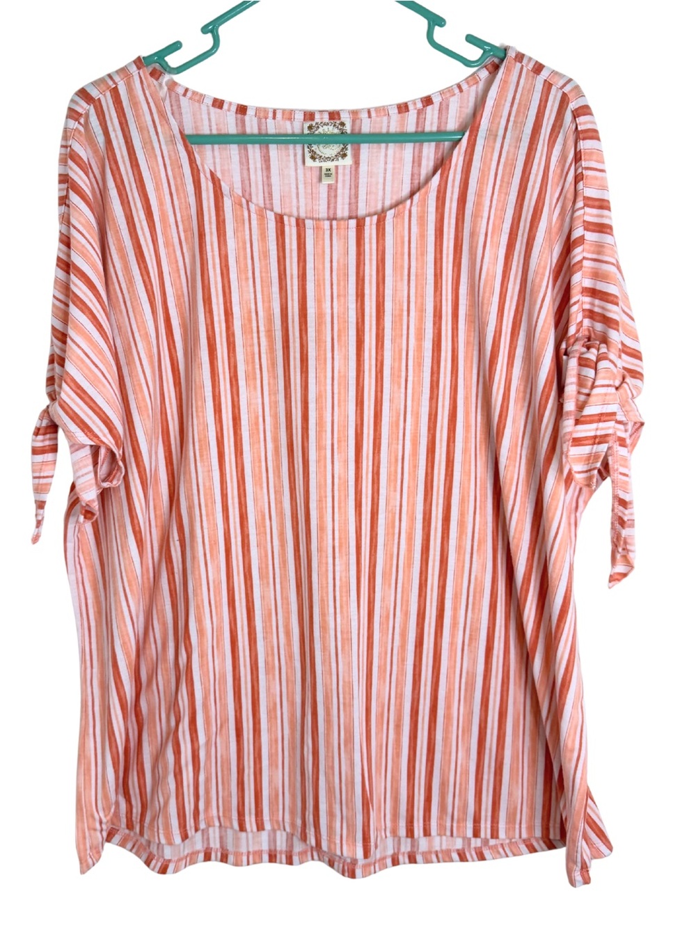 3/$20 Truself Striped Short Sleeve Tie-Sleeve Shirt Size 3X